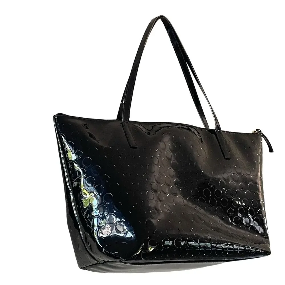 KATE SPADE New York Yaletown Sophie Black Patent Ace of Spades Zip-Top Tote Bag